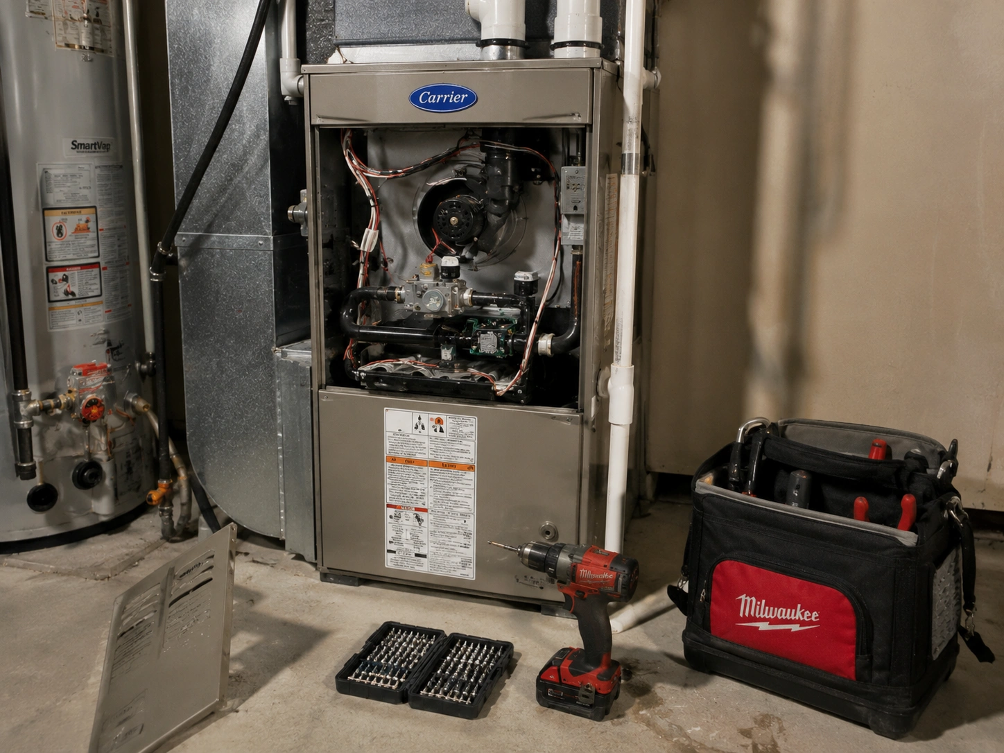 Furnace repair carried out by a NearbyServe heating technician in Naperville, Illinois