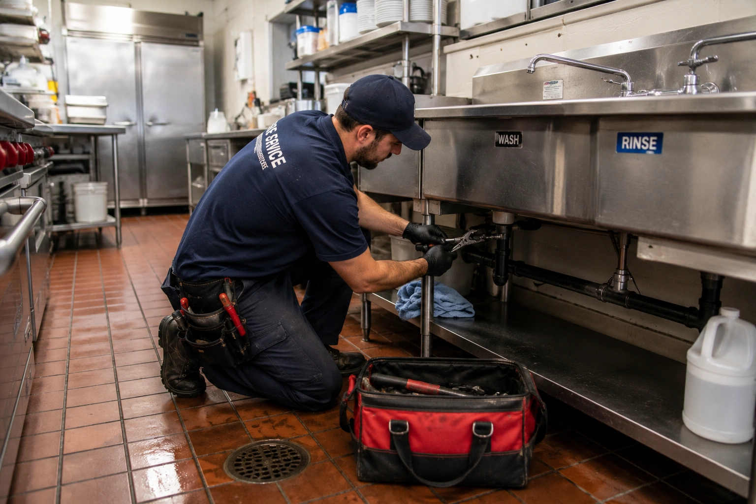 Plumbing maintenance work in a Lakeview commercial property