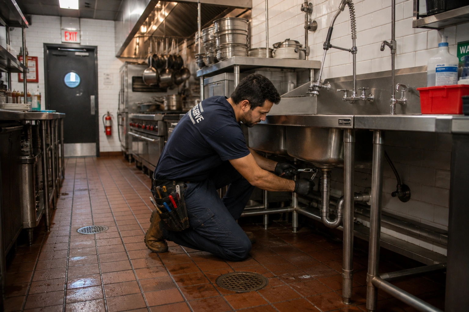 Commercial plumbing work in a Logan Square Chicago restaurant